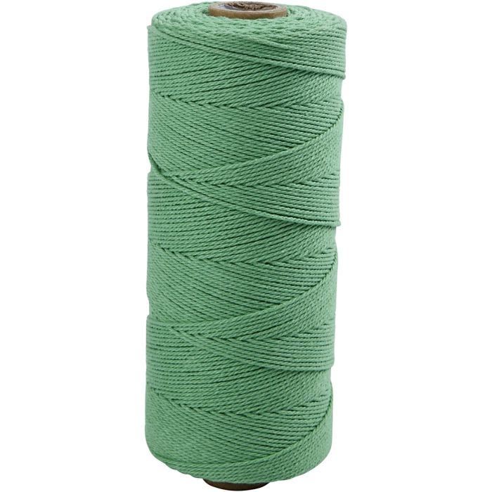 Macramé-Kordel, L 315 M, Dicke 1 mm, Dünne Qualität 12/12, Hellgrün, 220 g/ 1 Knäuel