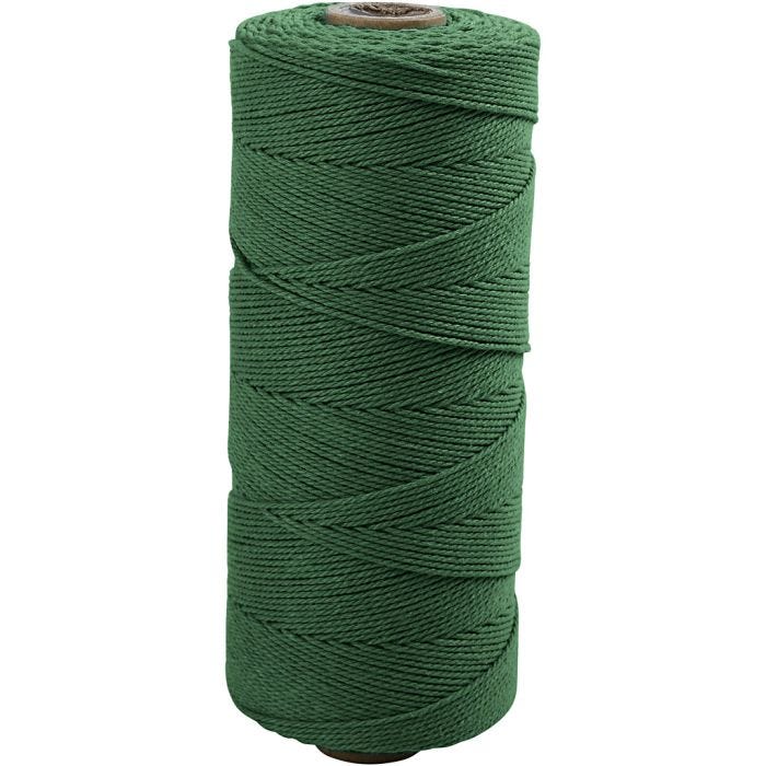 Macramé-Kordel, L 315 M, Dicke 1 mm, Dünne Qualität 12/12, Grün, 220 g/ 1 Knäuel