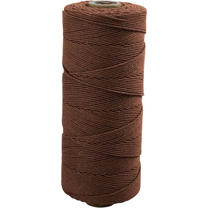 Macramé-Kordel, L 315 M, Dicke 1 mm, Dünne Qualität 12/12, Braun, 220 g/ 1 Knäuel