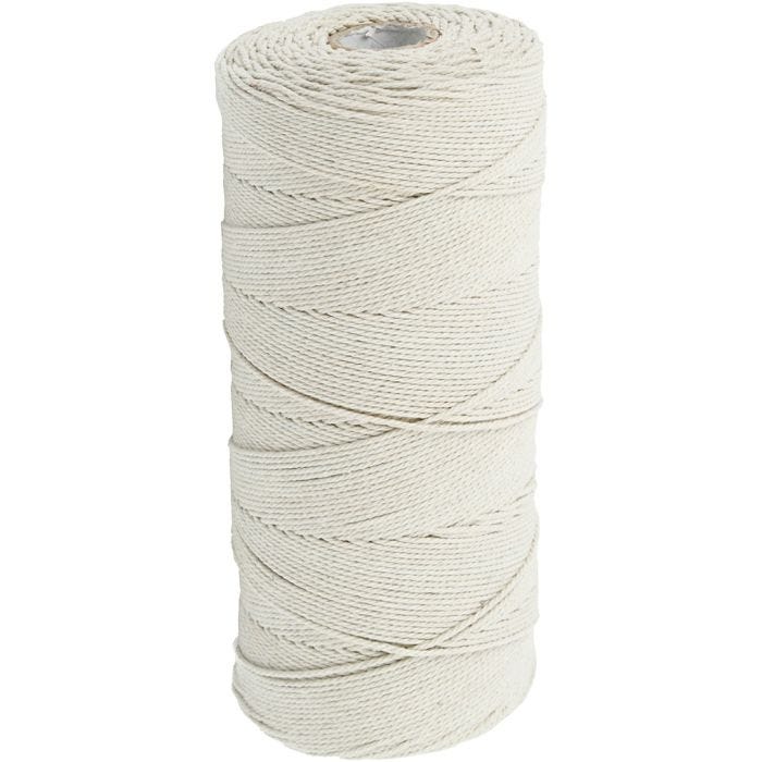 Macramé-Kordel, L 315 M, Dicke 1 mm, Dünne Qualität 12/12, Hellnatur, 220 g/ 1 Knäuel