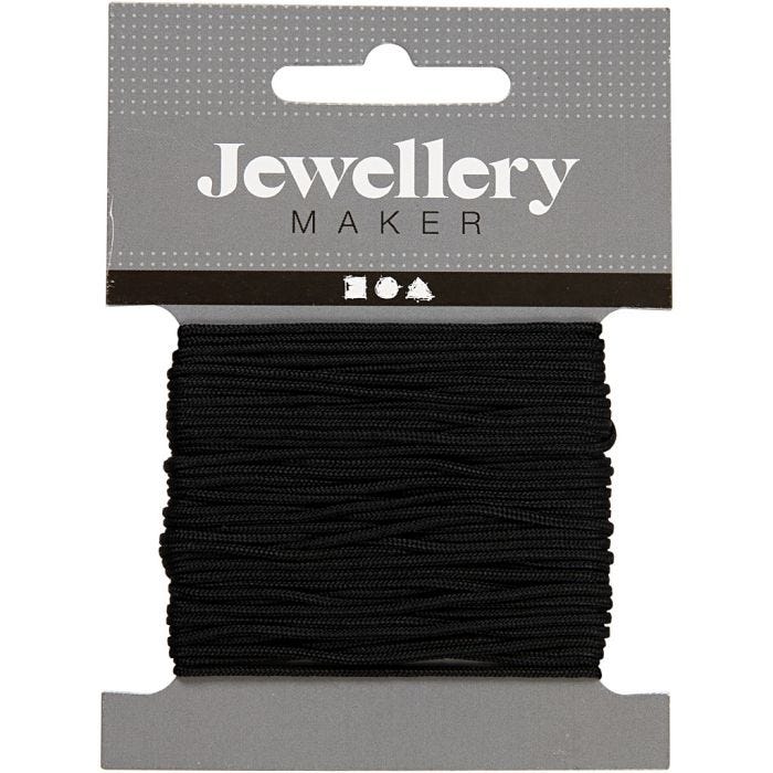 Macramé-Kordel, Dicke 1 mm, Schwarz, 10m/ 1 Rolle