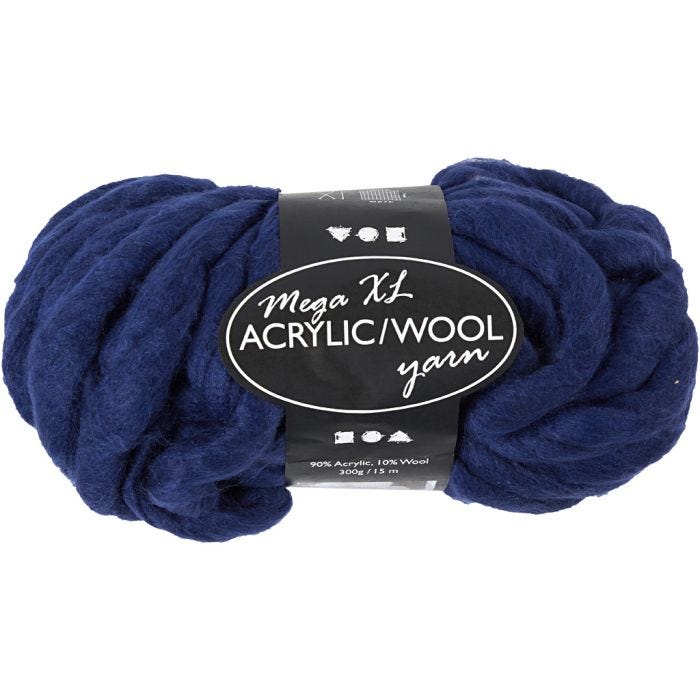 XL-Chunky-Garn aus Polyacryl/Wolle, L 15 M, Größe mega, Dunkelblau, 300 g/ 1 Knäuel