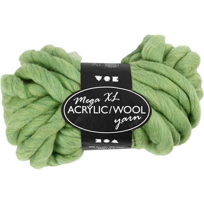 XL-Chunky-Garn aus Polyacryl/Wolle, L 15 M, Größe mega, Lindgrün, 300g/ 1 Knäuel