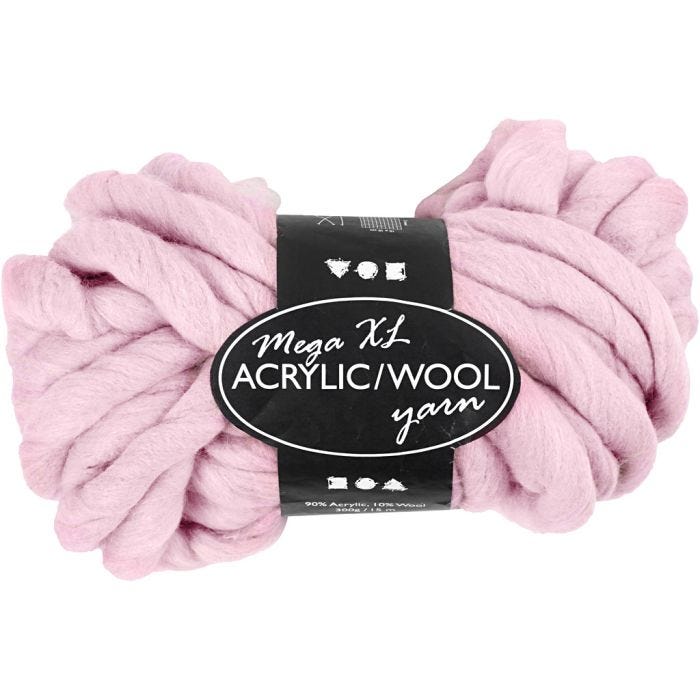 XL-Chunky-Garn aus Polyacryl/Wolle, 15 M, mega, Rosa, 300g/ 1 Knäuel