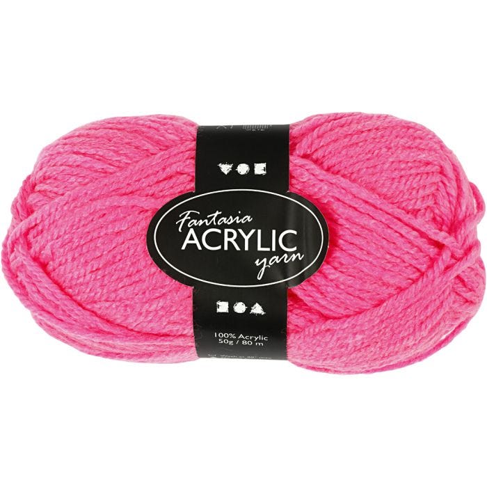 Fantasia Polyacryl Garn, L 80 M, Neonpink, 50 g/ 1 Knäuel