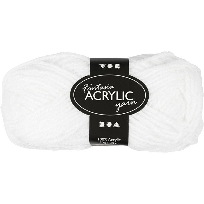 Fantasia Polyacryl Garn, 80 M, Weiß, 50g/ 1 Knäuel