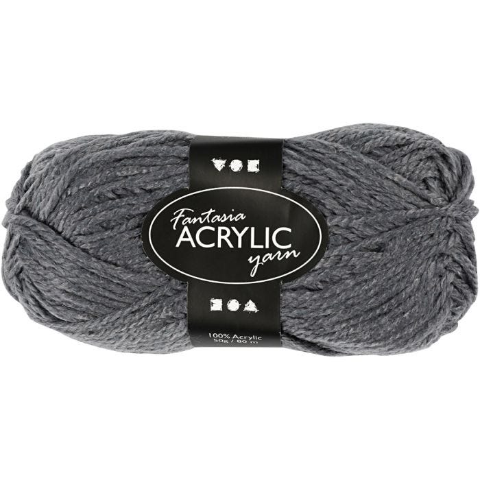 Fantasia Polyacryl Garn, L 80 M, Grau, 50g/ 1 Knäuel