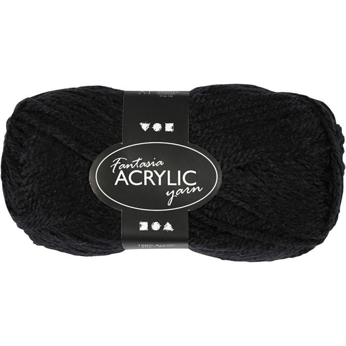 Fantasia Polyacryl Garn, L 80 M, Schwarz, 50 g/ 1 Knäuel