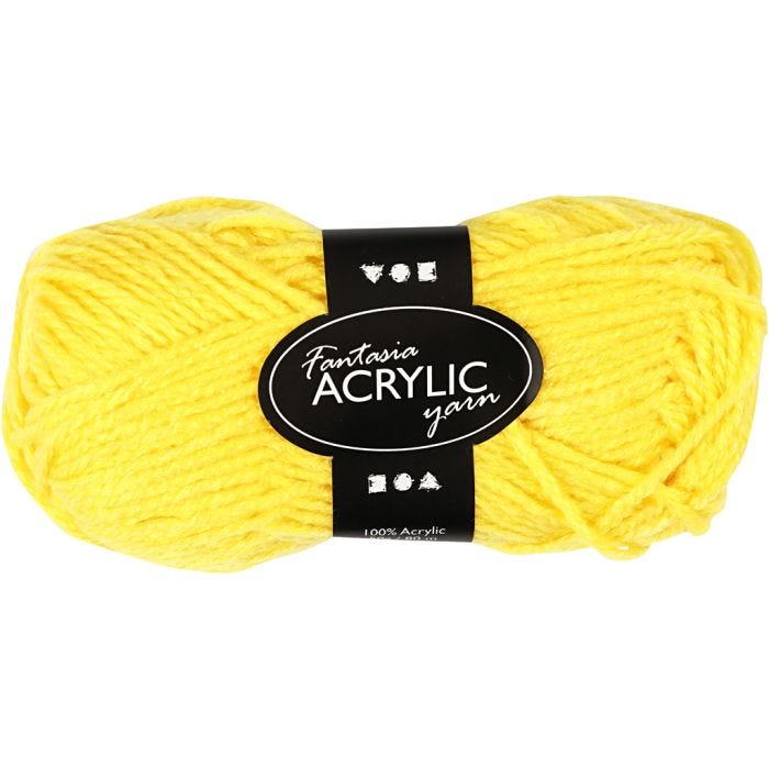Fantasia Polyacryl Garn, L 80 M, Gelb, 50g/ 1 Knäuel