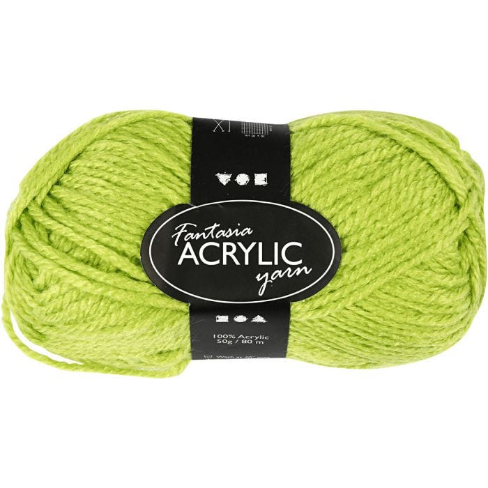 Fantasia Polyacryl Garn, L 80 M, Hellgrün, 50 g/ 1 Knäuel
