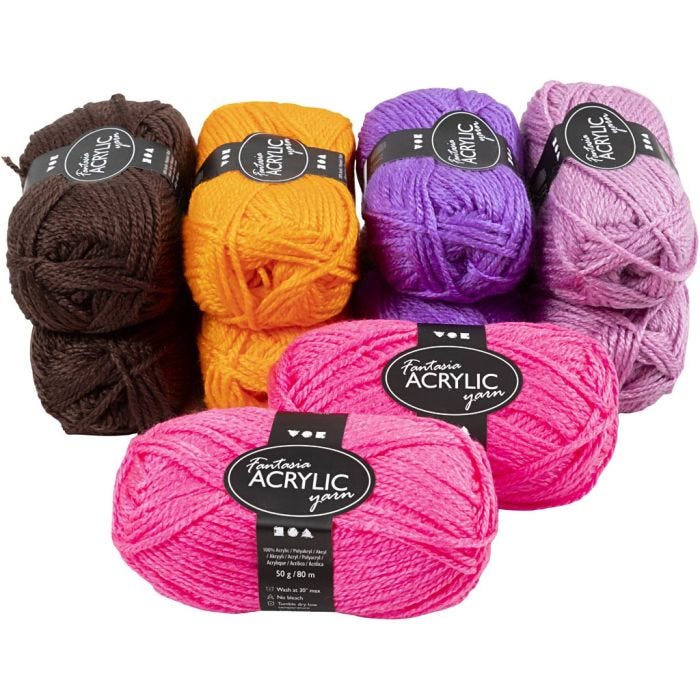 Fantasia Polyacryl Garn, L 80 M, Sortierte Farben, 10x50 g/ 1 Pck