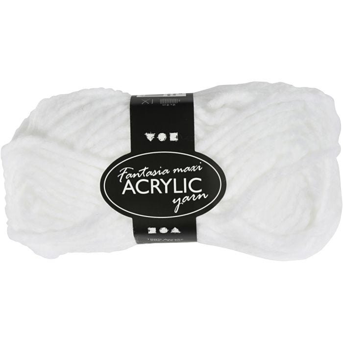 Fantasia Polyacryl-Wolle, L 35 M, Maxi, Weiß, 50 g/ 1 Knäuel