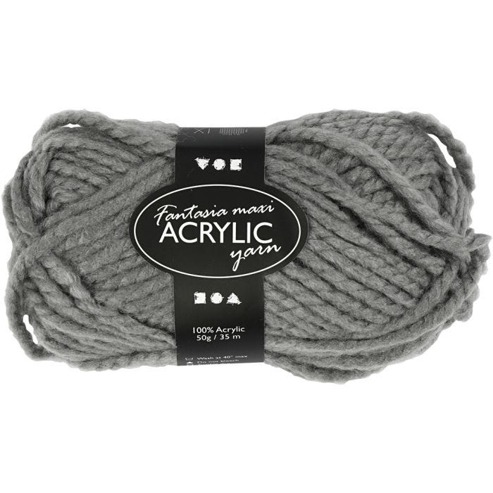 Fantasia Polyacryl-Wolle, L 35 M, Maxi, Grau, 50 g/ 1 Knäuel