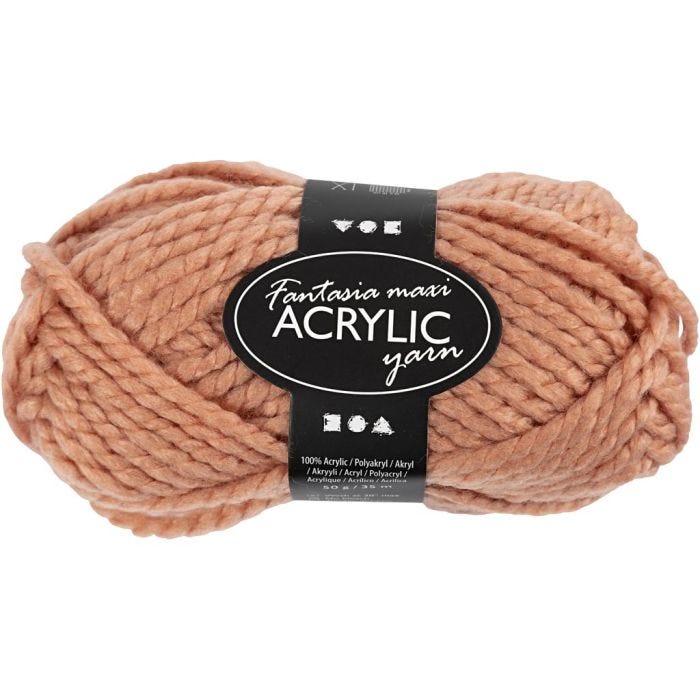 Fantasia Polyacryl-Wolle, L 35 M, Maxi, Hellrosa, 50 g/ 1 Knäuel