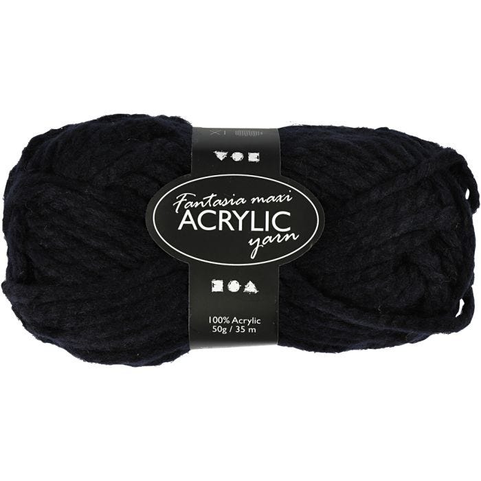 Fantasia Polyacryl-Wolle, L 35 M, Maxi, Schwarz, 50 g/ 1 Knäuel