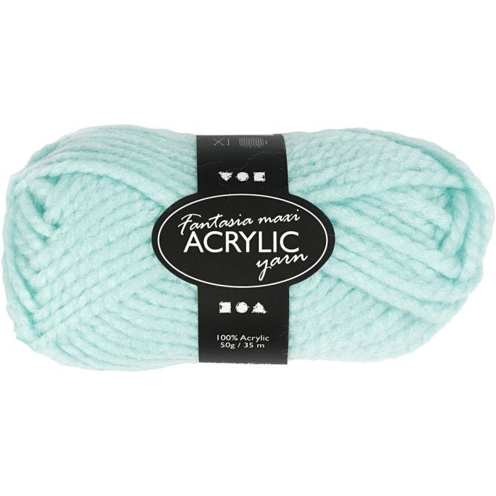 Fantasia Polyacryl-Wolle, L 35 M, Maxi, Mintgrün, 50 g/ 1 Knäuel