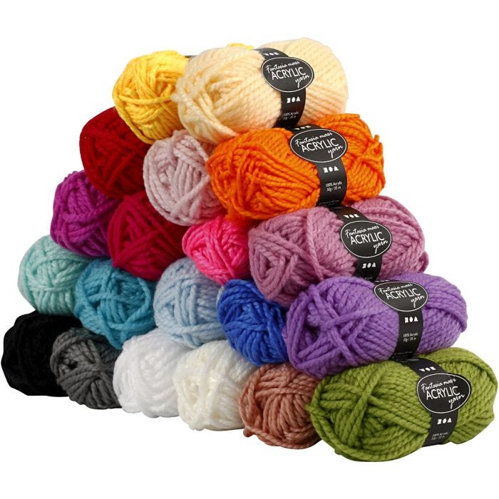 Fantasia Polyacryl-Wolle, L 35 M, Maxi, Sortierte Farben, 20x50 g/ 1 Pck