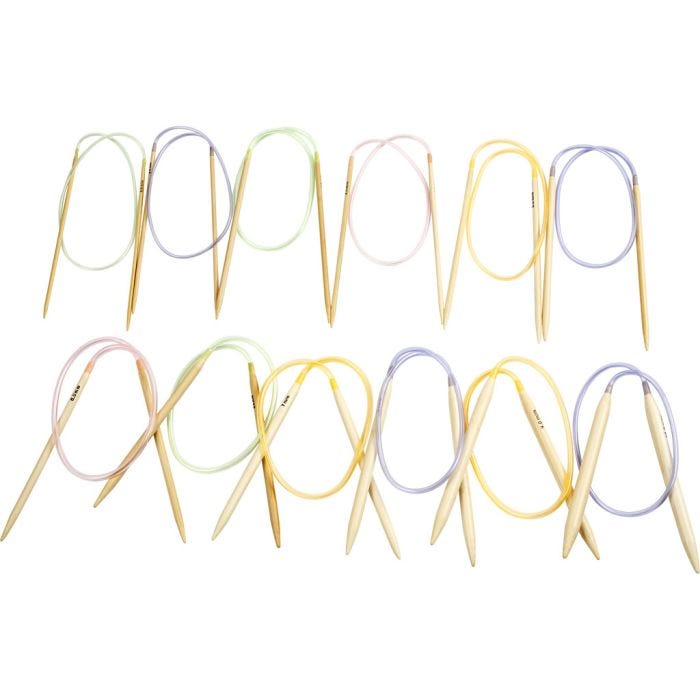 Rundstricknadel, L 60-80 cm, Größe 3-10 mm, 12 Stk/ 1 Pck