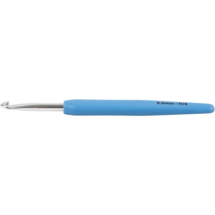 Häkelnadeln, 5, L 13,3 cm, Größe 5 mm, Blau, 1 Stk