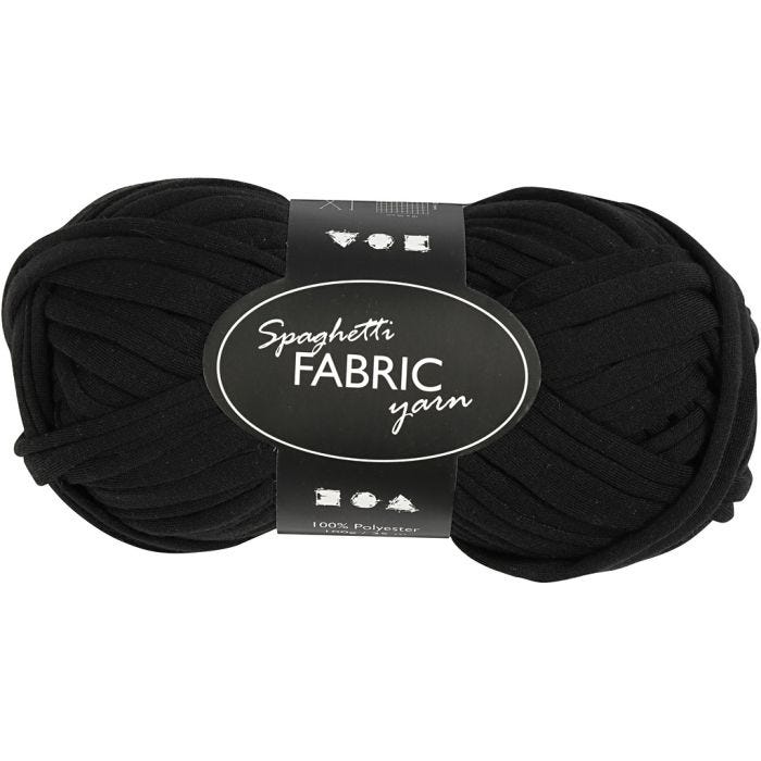 Spaghetti-Garn, L 35 M, Schwarz, 100 g/ 1 Knäuel