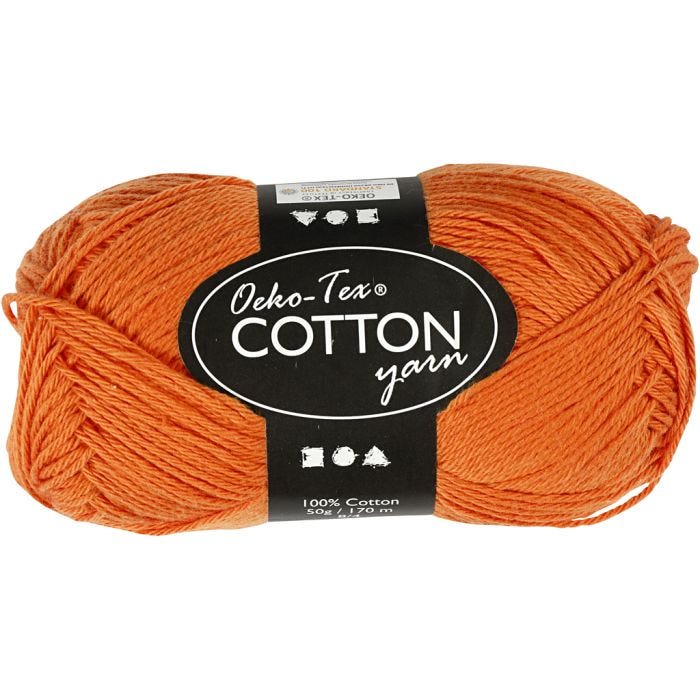 Baumwollgarn, Nr. 8/4, L 170 M, Orange, 50 g/ 1 Knäuel