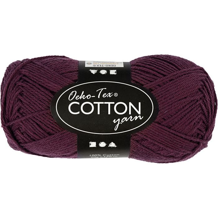 Baumwollgarn, Nr. 8/4, L 170 M, Pflaumenblau, 50 g/ 1 Knäuel