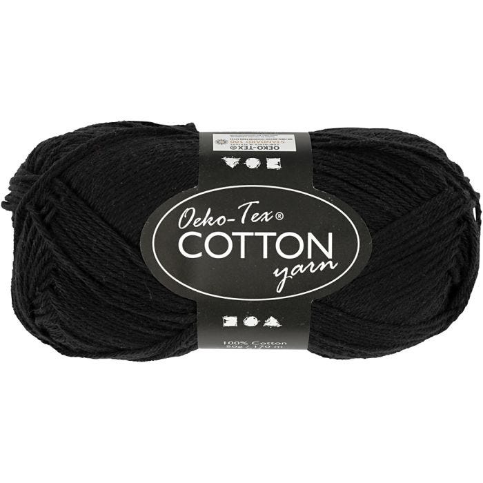 Baumwollgarn, Nr. 8/4, L 170 M, Schwarz, 50 g/ 1 Knäuel