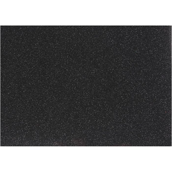 Bügelfolie, A5, Blatt 148x210 mm, Glitter, Schwarz, 1 Bl.