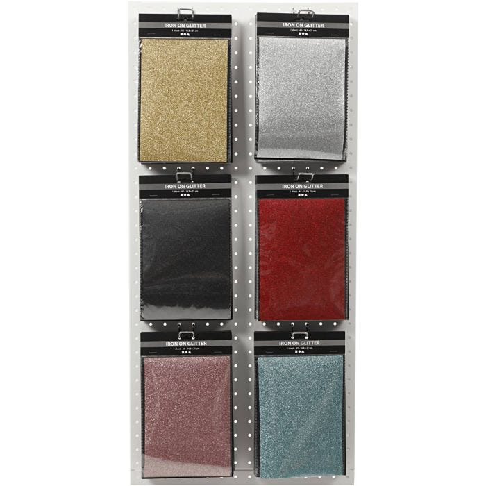 Bügelfolie, Blatt 148x210 mm, Glitter, Sortierte Farben, 6x10 Bl./ 1 Pck