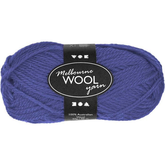 Melbourne Wool Yarn, 92 M, Blau, 50g/ 1 Knäuel