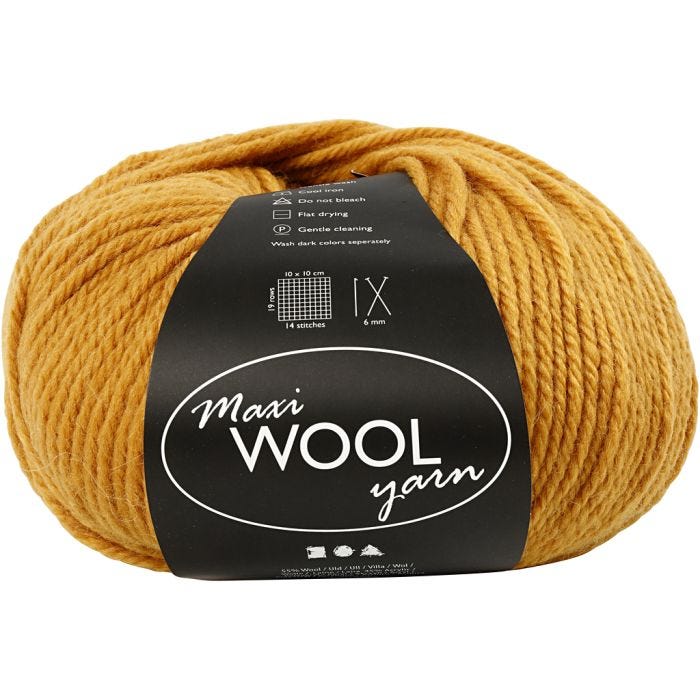 Wolle, L 125 M, Dunkelgelb, 100 g/ 1 Knäuel