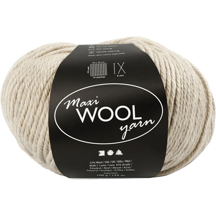 Wolle, L 125 M, Sand Melange, 100 g/ 1 Knäuel