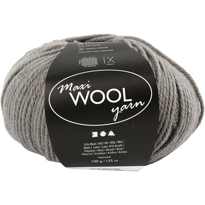 Wolle, L 125 M, Grau, 100 g/ 1 Knäuel