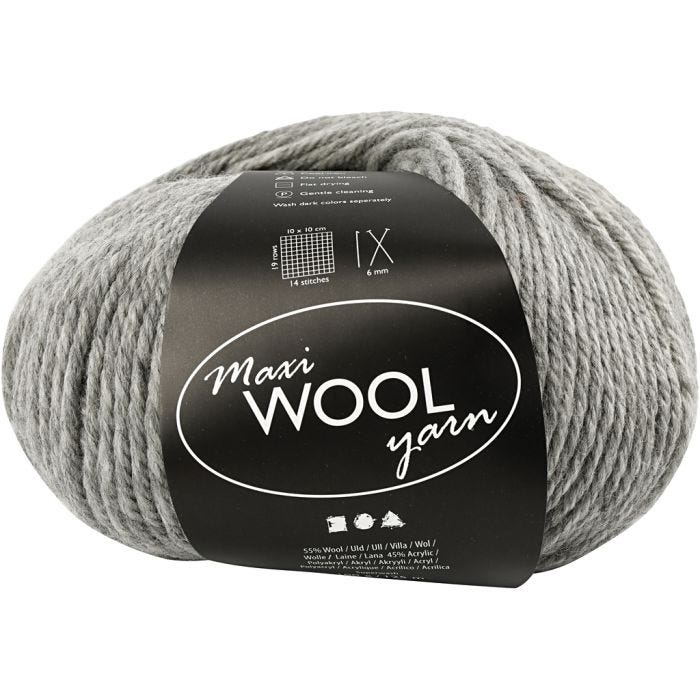 Wolle, L 125 M, Grau Melange, 100 g/ 1 Knäuel
