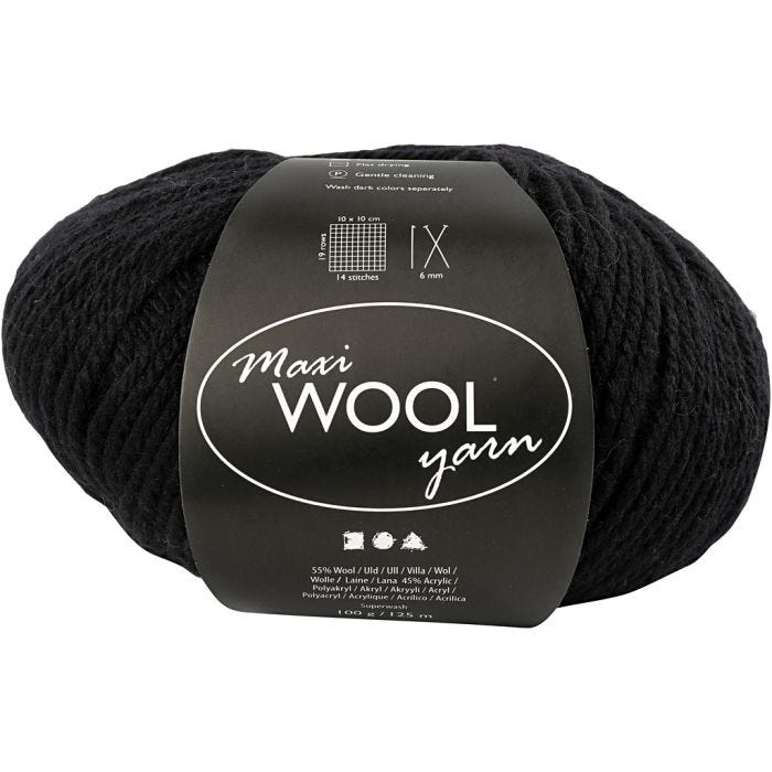 Wolle, L 125 M, Schwarz, 100 g/ 1 Knäuel