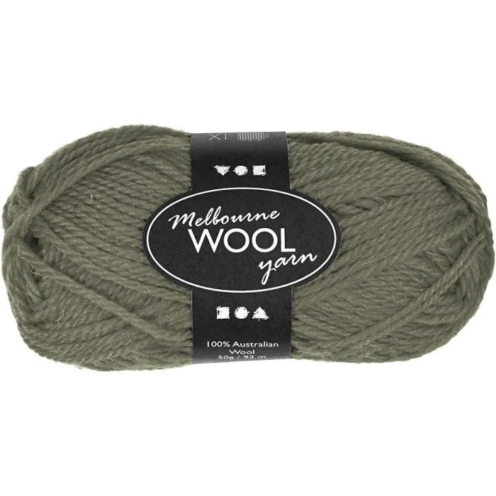 Melbourne Wool Yarn, L 92 M, Dunkelgrün, 50 g/ 1 Knäuel