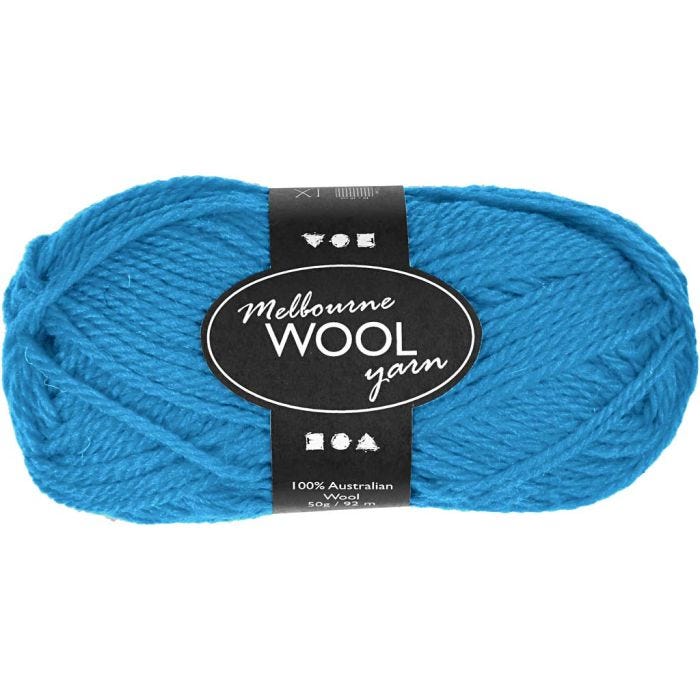 Melbourne Wool Yarn, 92 M, Hellblau, 50g/ 1 Knäuel