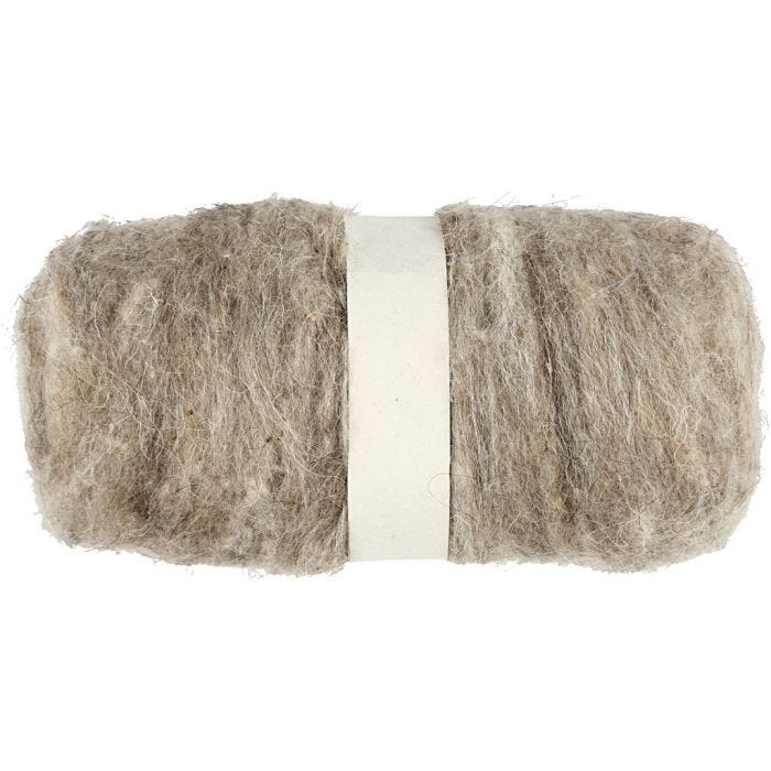 Wolle Kardiert, Natur, 100 g/ 1 Bündl.