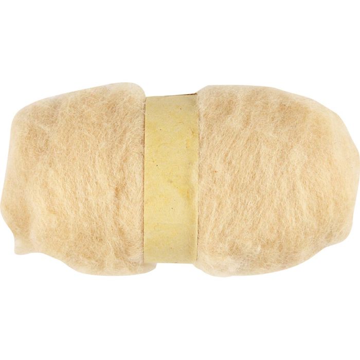 Kardierte Wolle , Hellbeige, 100 g/ 1 Bündl.