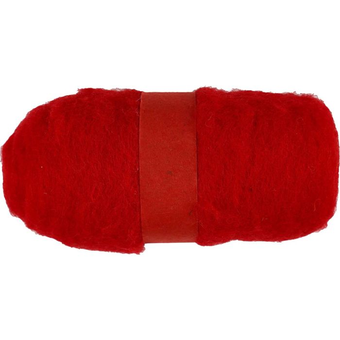 Kardierte Wolle , Rot, 100 g/ 1 Bündl.