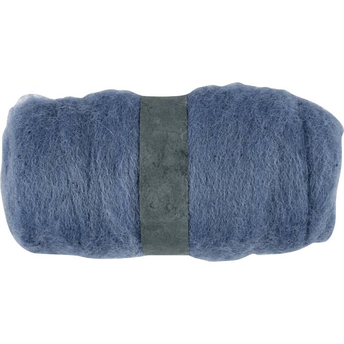 Kardierte Wolle , Himmelblau, 100 g/ 1 Bündl.