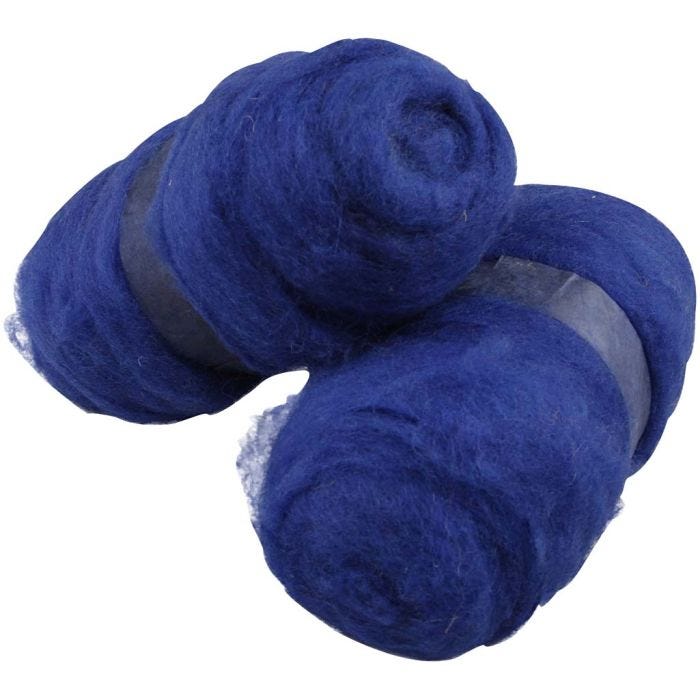 Wolle Kardiert, Königsblau, 2x100 g/ 1 Pck