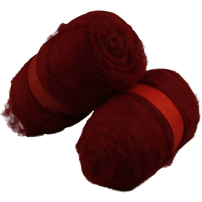 Wolle Kardiert, Feuerrot, 2x100 g/ 1 Pck