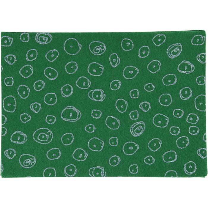 Bastelfilz, A4, Blatt 210x297 mm, Dicke 1 mm, Grün, 10 Bl./ 1 Pck