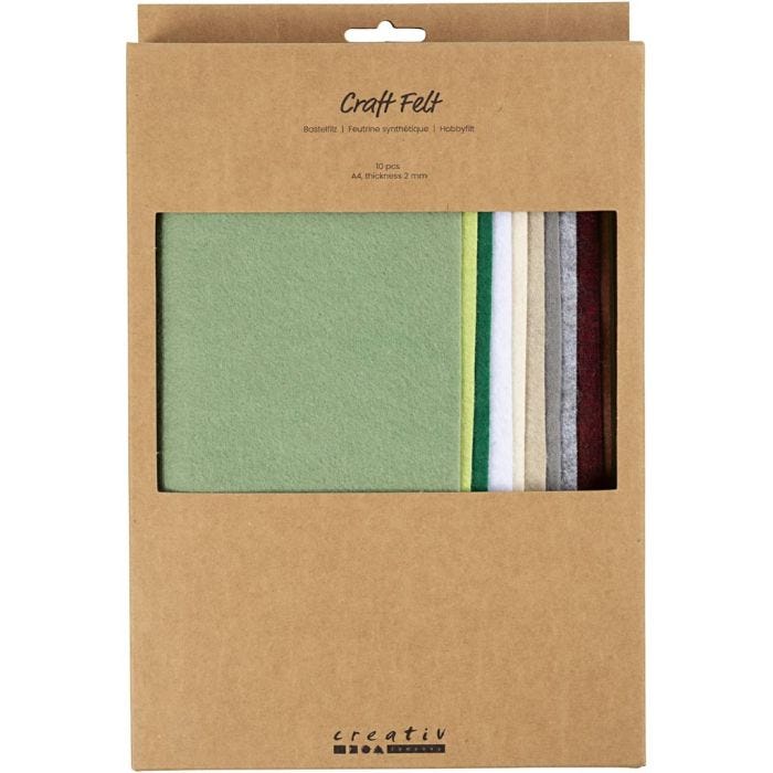 Bastelfilz, A4, Blatt 210x297 mm, Dicke 2 mm, Natur, 10 Stk/ 1 Pck