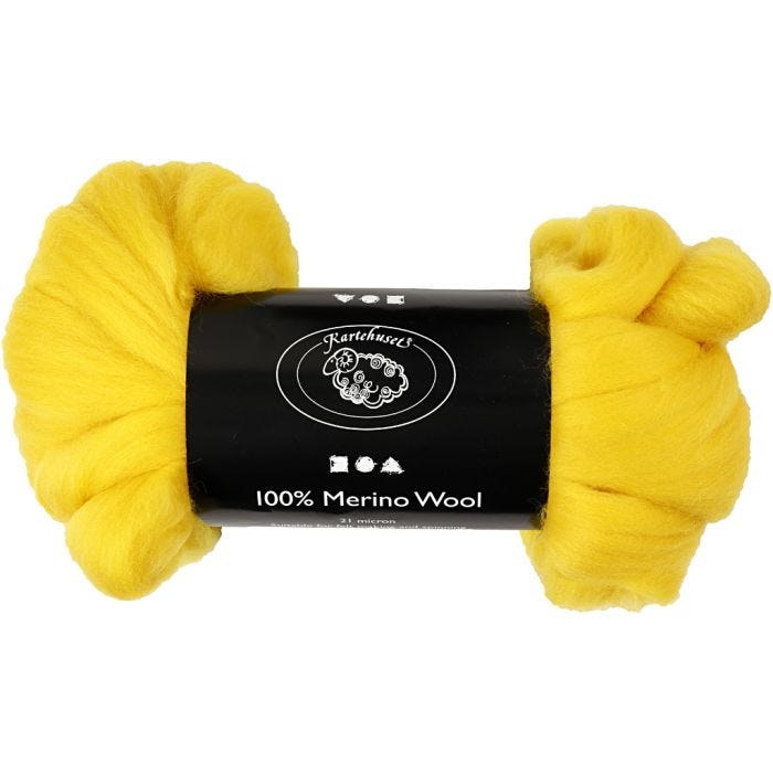 Merinowolle, Dicke 21 my, Sonnengelb, 100 g/ 1 Pck