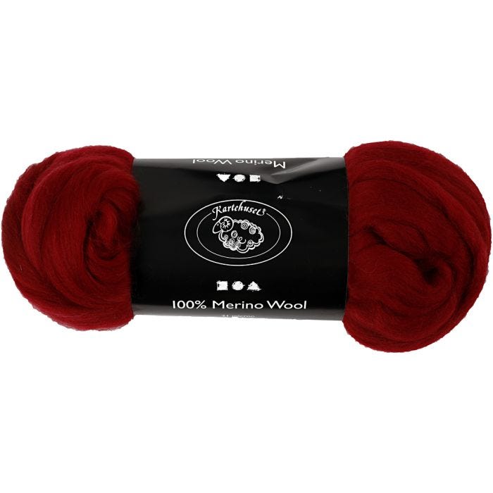 Merinowolle, Dicke 21 my, Dunkelrot, 100 g/ 1 Pck