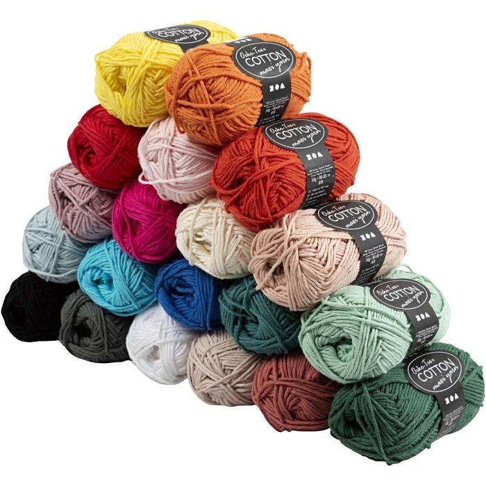 Baumwolle, L 80-85 M, Sortierte Farben, 20x50 g/ 1 Pck