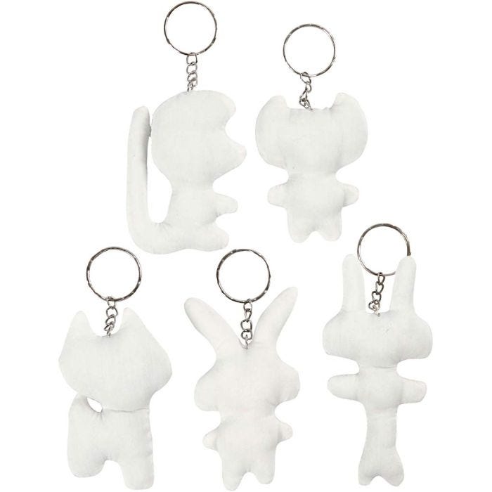 Schlüsselanhänger aus Stoff, H 6-10 cm, 5 Stk/ 1 Pck