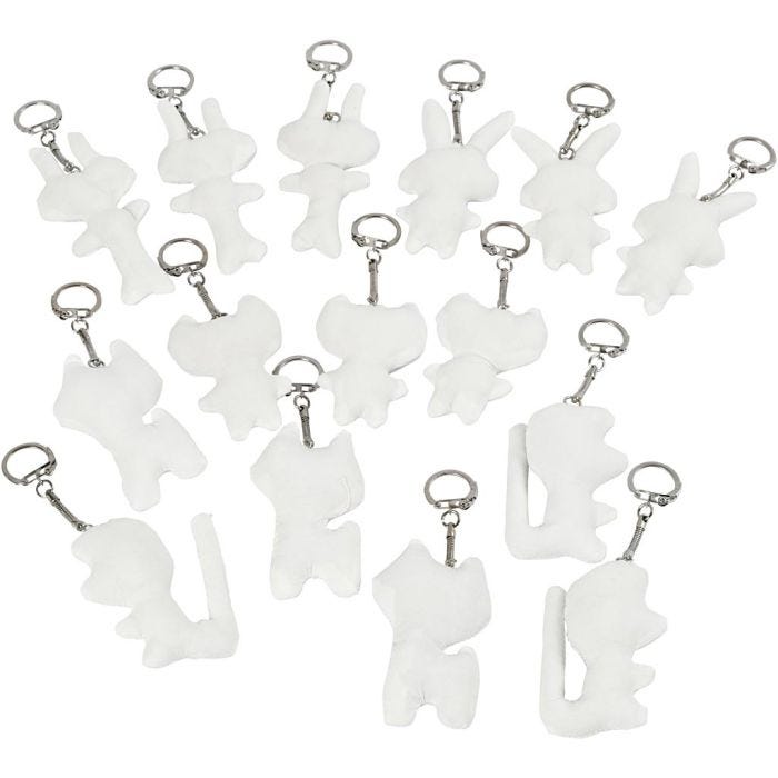 Schlüsselanhänger aus Stoff, Größe 6-10 cm, Weiß, 15 Stk/ 1 Pck